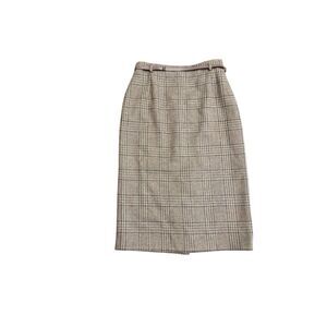 Vintage MaxMara NWT Houndstooth Plaid Virgin Wool Alpaca Classic Midi Skirt Sz 1